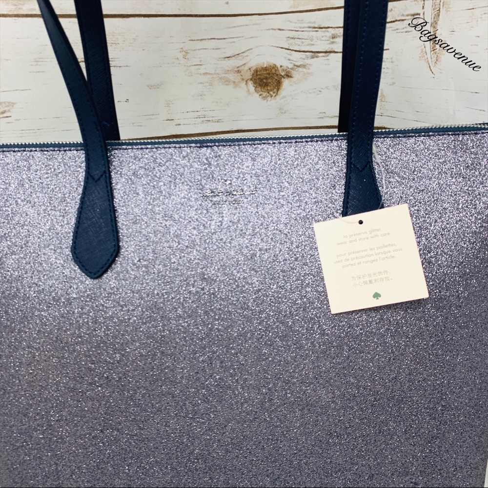Holiday Dusk Navy Kate spade joeley Tote Glitter - Picture 2 of 8